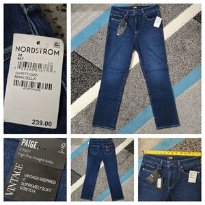 Paige Cindy High Rise Straight Ankle Jeans, 28, NWT